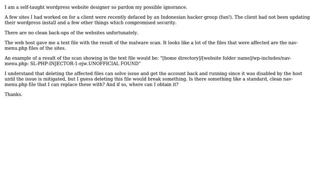 Wordpress: Replacing nav-menus.php file with standard clean one? смотреть онлайн
