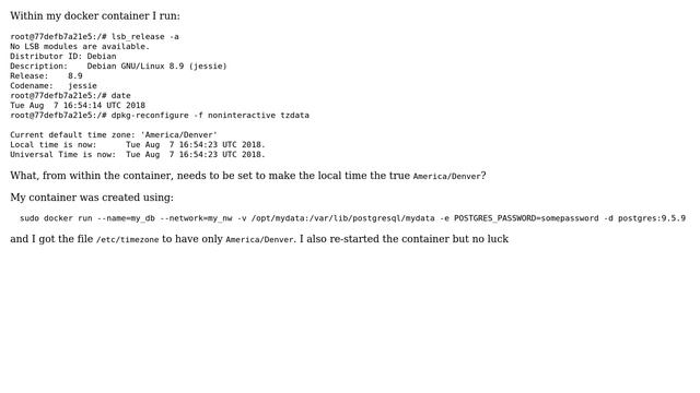 Trying to set date time within ubuntu based docker container смотреть онлайн