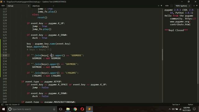 Adding Cheatcodes in pygame games | Google chrome Dino clone PART 6 | python gamedev | #pyguru смотреть онлайн