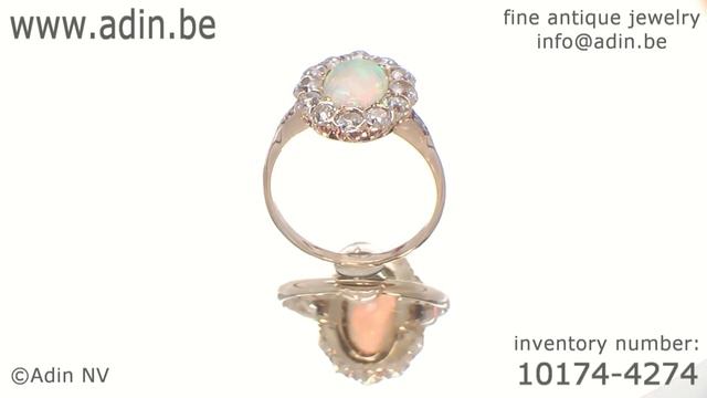 Victorian engagement ring with brilliant cut diamonds and opal (10174-4274) смотреть онлайн