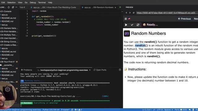 09 Use randint to generate random integers - Python Tutorial Beginners (Interactive & Auto-graded) смотреть онлайн