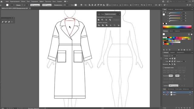 Дизайн одежды | Технический рисунок одежды| дубленка овчина | Adobe Illustrator 2021|100 эскизов #5 смотреть онлайн