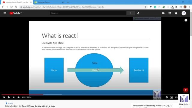 Reactjs Intro to controlled vs uncontrolled [شرح الرياكت] [ReactJS arabic] смотреть онлайн