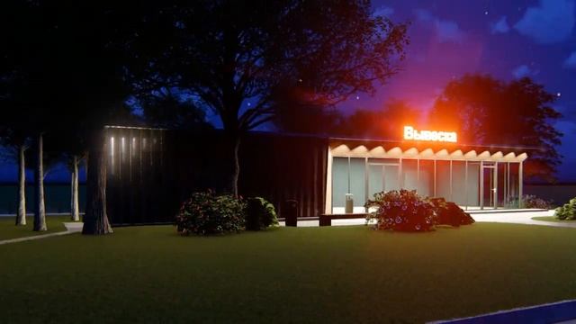 Торговый павильон РЕМИТ. Ночная подсветка