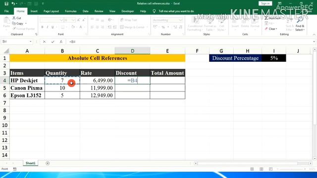 Absolute cell reference in excel | Hindi | ? смотреть онлайн