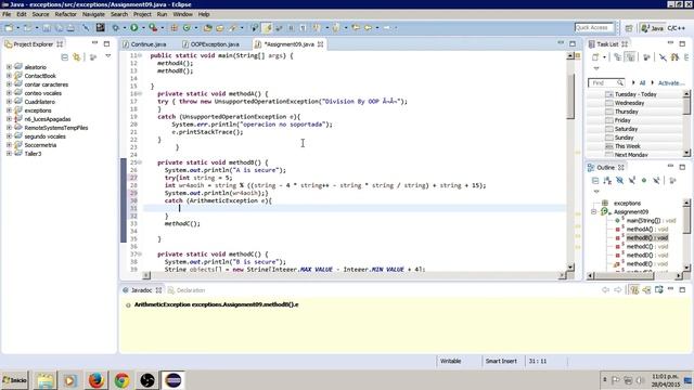 Manejo de ArithmeticException Java con Try/Catch, "método B" смотреть онлайн