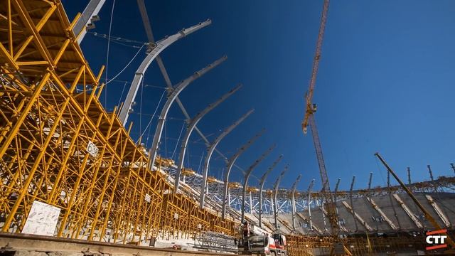 Вантовая кровля стадиона «Волгоград Арена» (Timelapse) смотреть онлайн