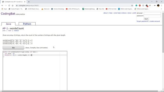 AP-1 (wordsCount) Java Tutorial || Codingbat.com смотреть онлайн