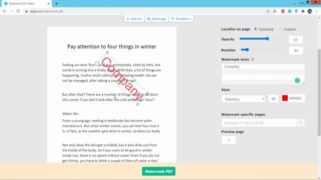 How to Add Watermark in PDF using Sejda Online PDF Editor смотреть онлайн