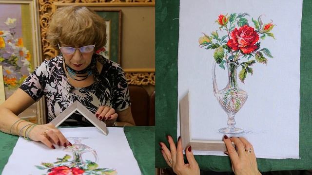 Вышивка крестом "Красная роза" - подбираю оформление в багет смотреть онлайн