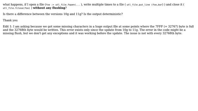 ORACLE file I/O withouth explicit flushing on 10g and 11g смотреть онлайн