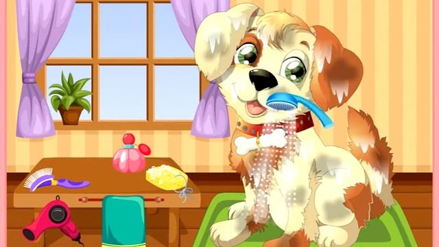 Давайте приведем в порядок собачку по кличке Бусинка. Детская развивающая игра