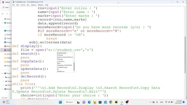 Complete CSV file with Python for class XII смотреть онлайн
