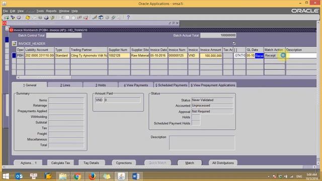 Hướng dẫn Oracle: AP 04 PO Matching (match hóa đơn) смотреть онлайн