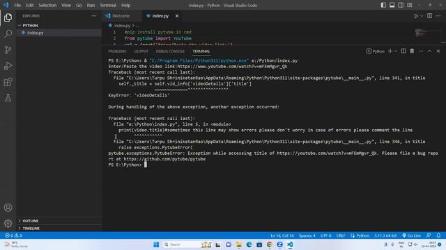 How to download youtube video using python | TechnoAnimaters смотреть онлайн