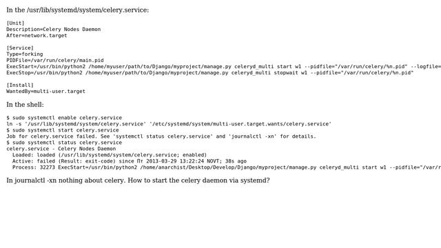 Start celery daemon via systemd смотреть онлайн