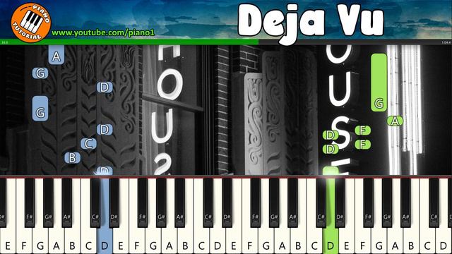 Deja Vu piano tutorial easy - Title screen nes game piano смотреть онлайн