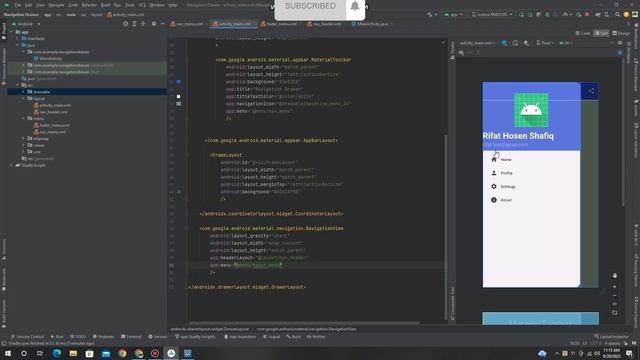 Android Navigation Drawer Menu Material ToolBar Design || Android Studio Giraffe | 2022.3.1 || смотреть онлайн