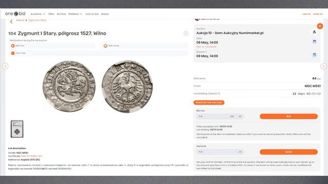 Lietuviškos monetos gegužės 8 d. Numimarket aukcione Литовские монеты 8 мая на аукционе Numimarke смотреть онлайн