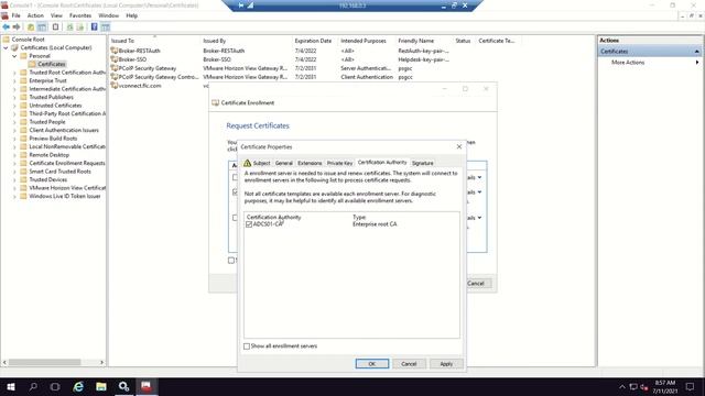 VMware Horizon 8 - Generating and replacing SSL certificate for Horizon Connection Server - 17 смотреть онлайн
