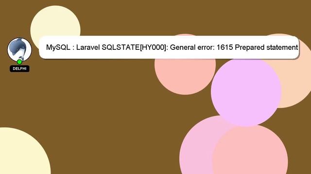 MySQL : Laravel SQLSTATE[HY000]: General error: 1615 Prepared statement needs to be re-prepared смотреть онлайн