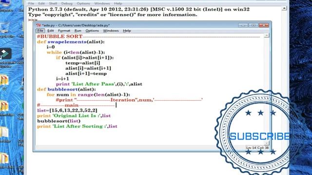Python Programming - SORTING OF LISTS( SELECTION ,INSERTION & BUBBLE SORT ) смотреть онлайн