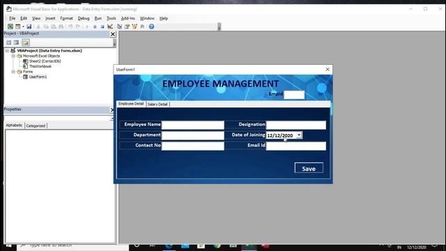 How to Create Data Entry Form in Excel User Form | Employee Management | employee management system смотреть онлайн
