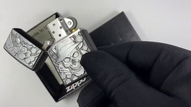 49183 Зажигалка Zippo Gambling Skull, Black Matte смотреть онлайн