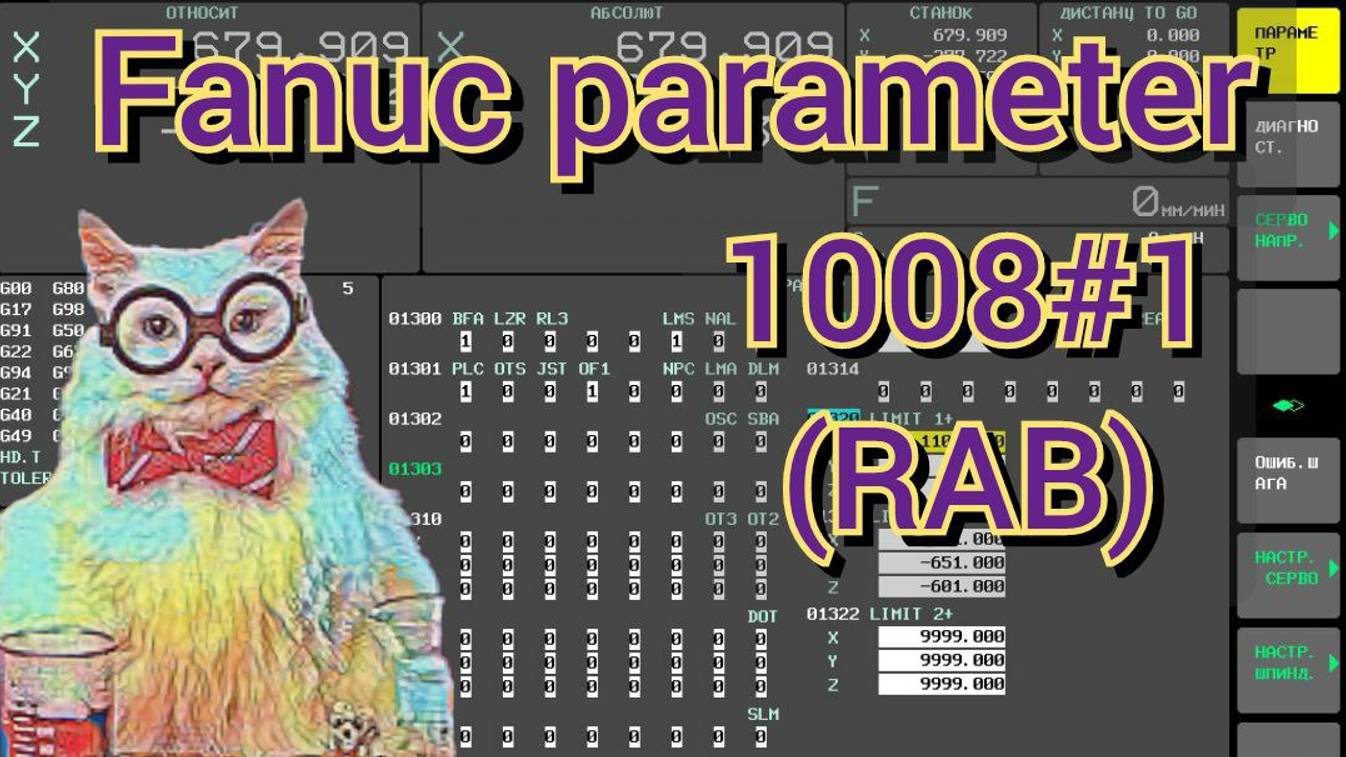 Короткий путь четвертой оси. Fanuc Parameter 1008#1 (RAB).
