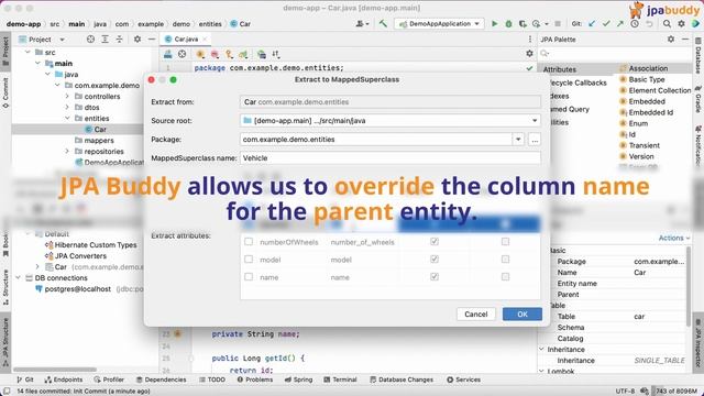 How to extract attributes to MappedSuperclass | JPA Buddy смотреть онлайн