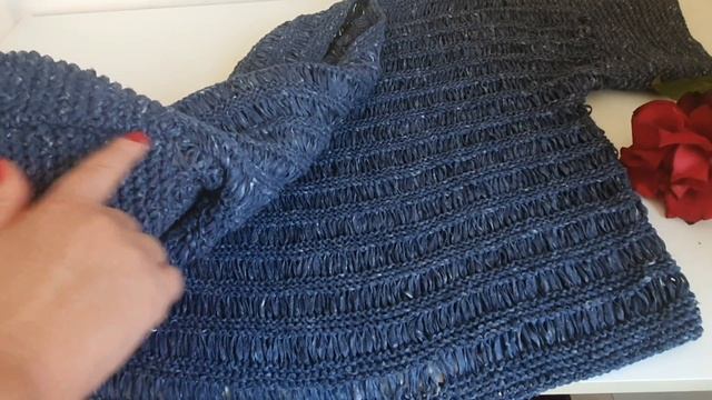 Экспресс МК/Летняя кофточка спицами/ Узор вытянутые петли/ Ленточная пряжа #вязание смотреть онлайн