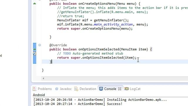 android tutorial for beginners 58 create response to action bar смотреть онлайн