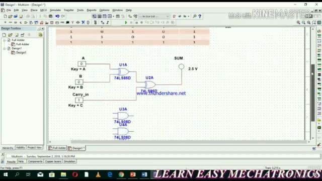 Designing Full Adder Logic Circuit in Multisim Software | Digital Logic Design | Part 2 смотреть онлайн