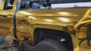Gold Chrome Truck Vinyl Wrap. Wrap It Up Graphics level 3 Chrome Training