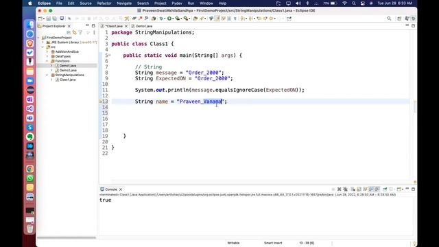 Java : String operations смотреть онлайн