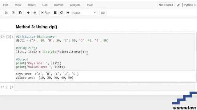 How to split dictionary keys and values into separate lists-using zip() смотреть онлайн