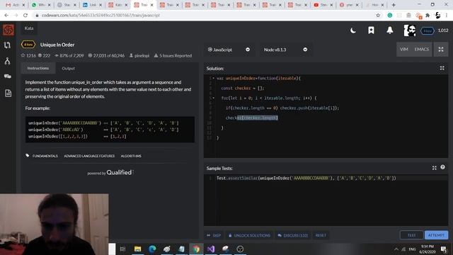 Unique In Order CodeWars 6kyo Kata смотреть онлайн
