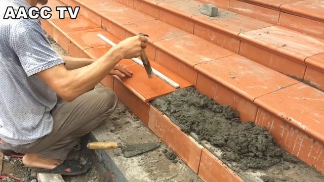 The Latest Tile Installation Technique 2018 - How to Install Ceramic Tiles Hight Quality On Stairs смотреть онлайн