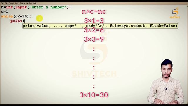 Basic python program for beginners / python program to print table / learnpythonin hindi /- смотреть онлайн