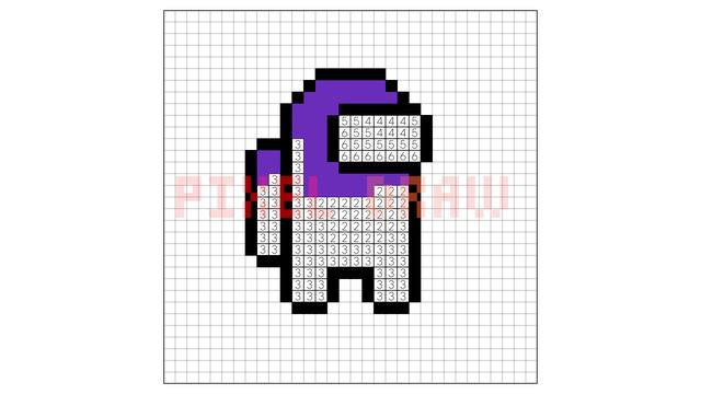 HOW TO DRAW AMONG US PURPLE CREWMATE PIXEL ART | AMONG US PIXEL ART TUTORIAL | PIXEL DRAW смотреть онлайн