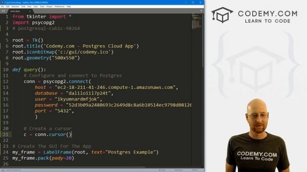 Using Postgres Cloud Database With Tkinter - Python Tkinter GUI Tutorial 187