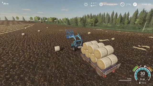 FS19 СПК Гридино #25 Полным - полно соломы . карта село Ягодное . смотреть онлайн