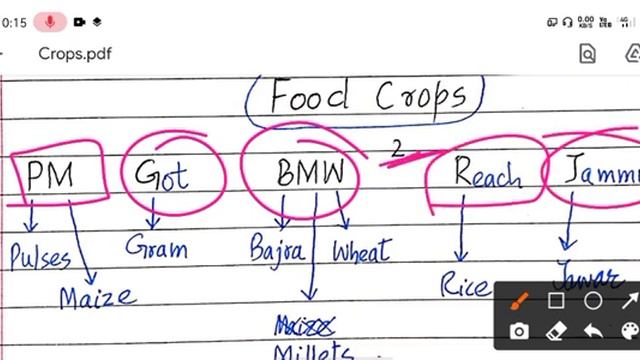Trick: Cash Crops, Food Crops, Plantation Crops.