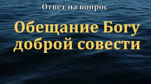 Обещание Богу доброй совести? Отвечает Д. В. Самарин.