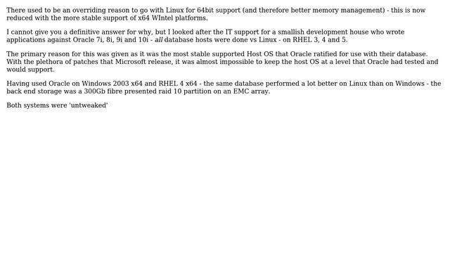 DevOps & SysAdmins: Linux or Windows 2003 (64 bit) for hosting an Oracle database? (10 Solutions!!) смотреть онлайн
