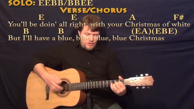 Blue Christmas (Elvis) Strum Guitar in E Cover Lesson with Chords/Lyrics смотреть онлайн