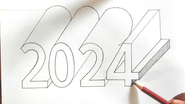 How to Draw 2024 Numbers 3D Trick Art on Line Paper #3d #3ddrawing #drawing #2024 #2023 смотреть онлайн