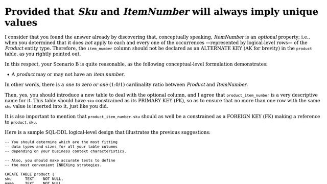 Normalizing a table with a field that generally uniquely identifies a row, but is sometimes null смотреть онлайн