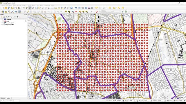 QGIS - Grid 100x100 points смотреть онлайн