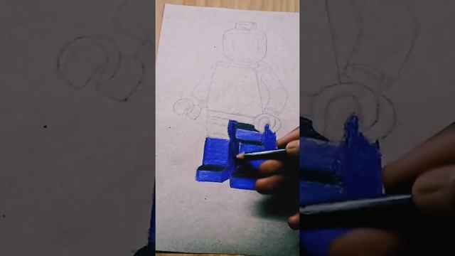 Pencil colour drawing of lego man #short смотреть онлайн